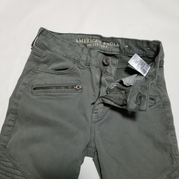 American Eagle Gray Sage Sateen Moto High Rise Jeggings - Picture 4 of 5